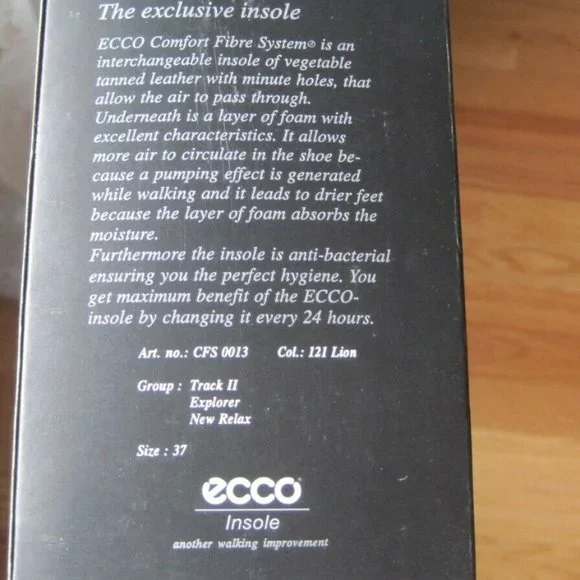 ECCO NEW IN BOX Comfort Fiber System Leather Insole size 37 - Picture 5 of 6